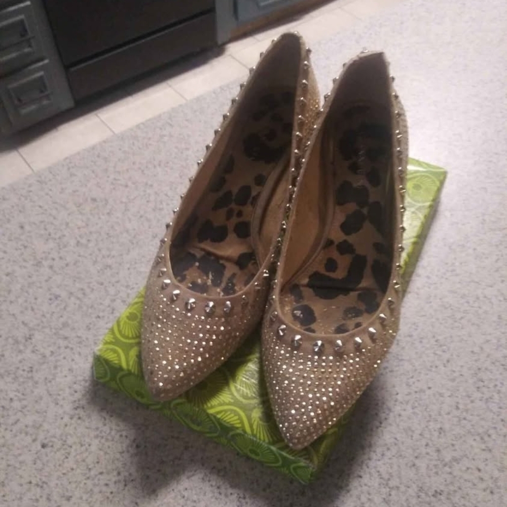 Gianni Bini Gold Bedazzled Women's Shoes